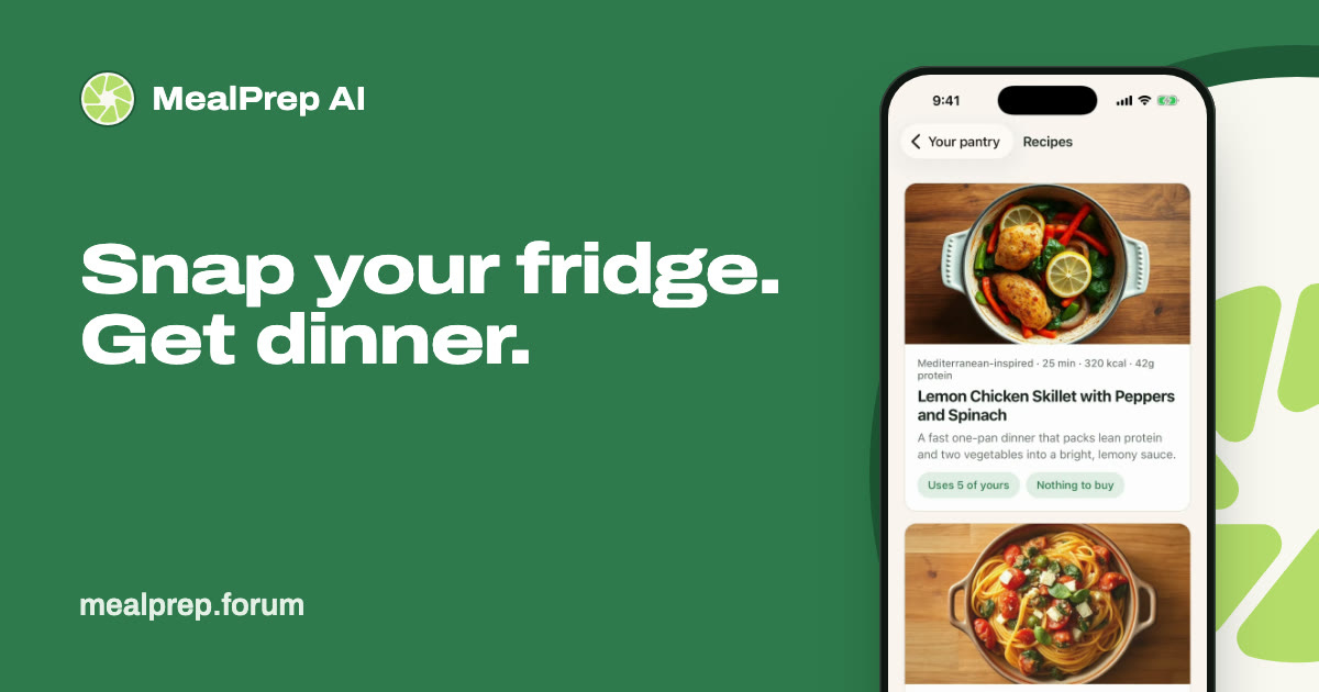MealPrep AI showing a recipe made from ingredients in the fridge